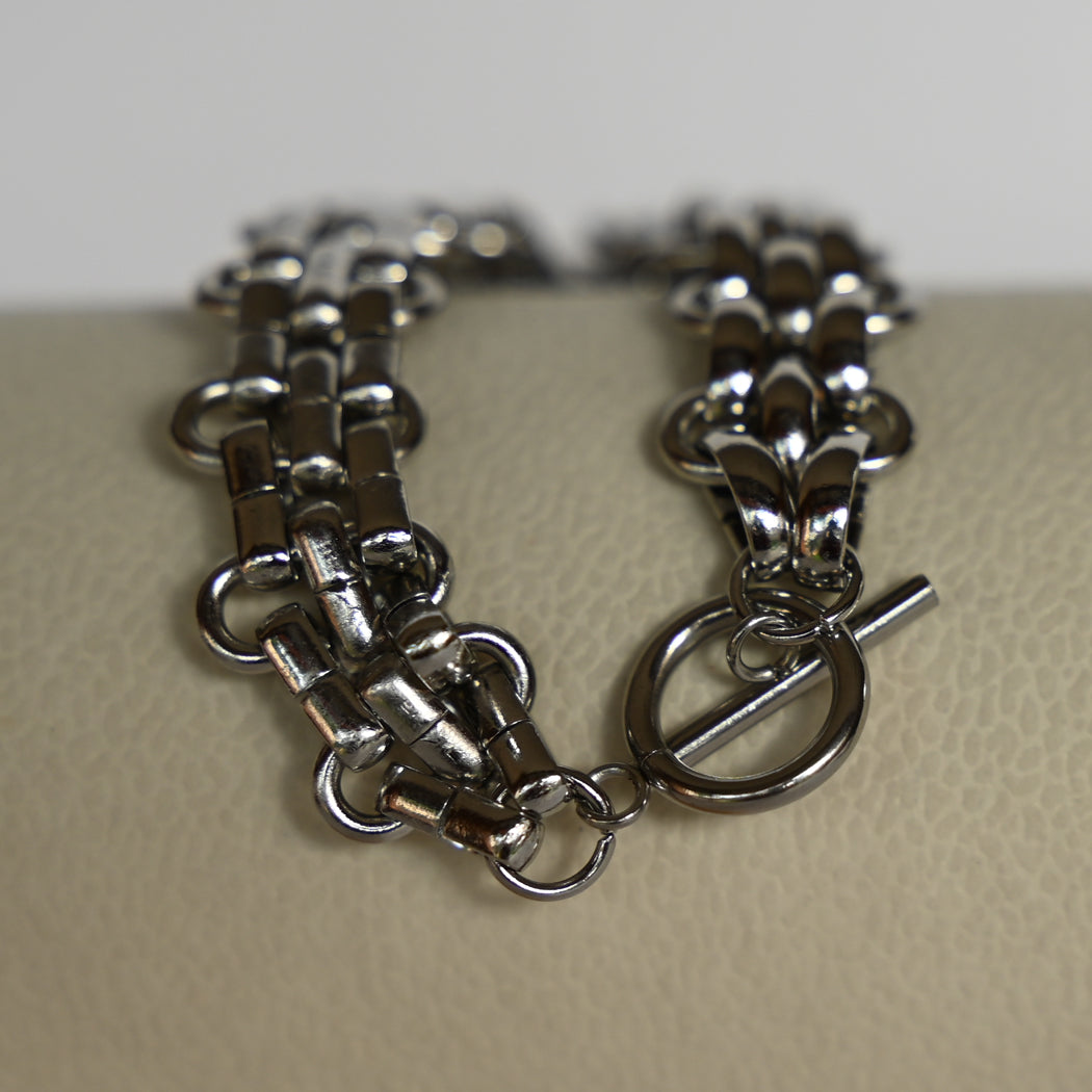 Classic OT Buckle Necklace & Matching Bracelet Set, 316L Stainless Steel - Necklace Combo