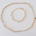 Classic Paper Clip Necklace & Bracelet Set — 925 Sterling Silver - Necklace Combo