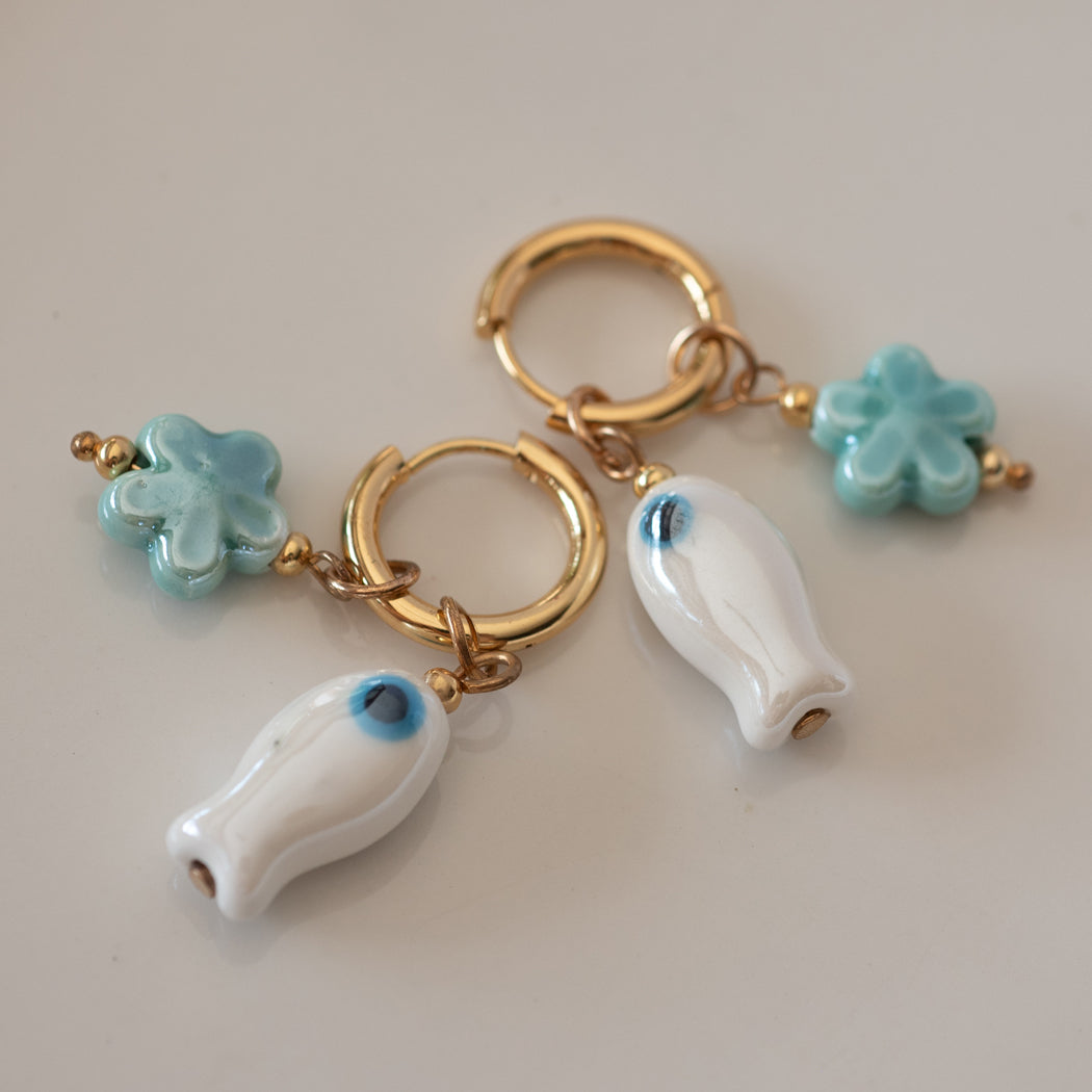 Colorful Ceramic Boho Earrings, 316 Stainless Steel - Earrings