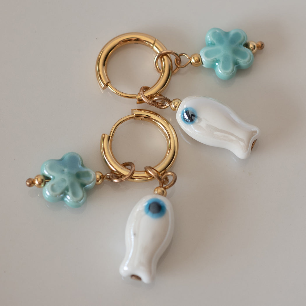 Colorful Ceramic Boho Earrings, 316 Stainless Steel - Earrings