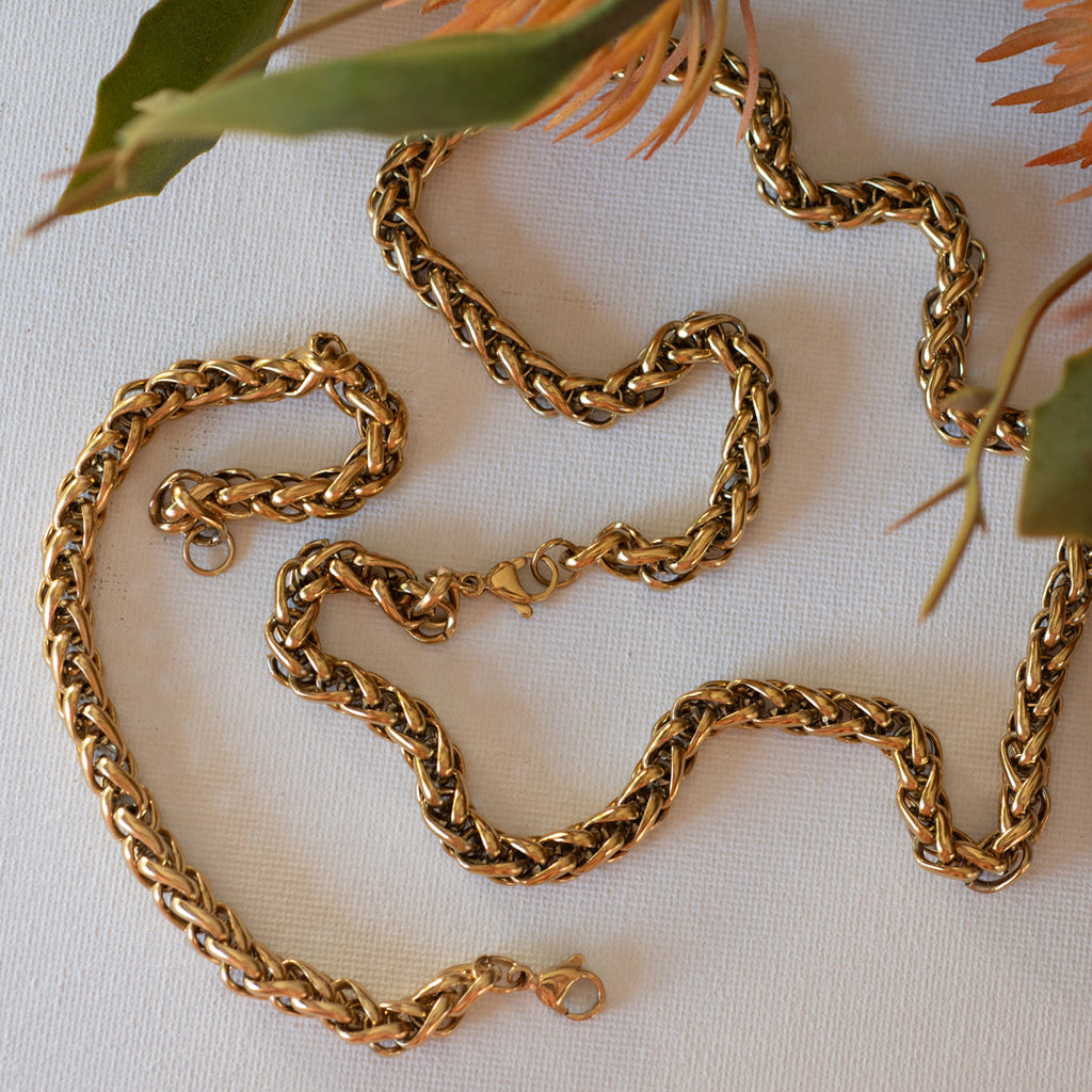 Cuban Link Necklace & Matching Bracelet Set — 316L Stainless Steel - Necklace Combo