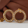 Cubic Zirconia Hoop Stud Earrings — 316L Stainless Steel - Earrings