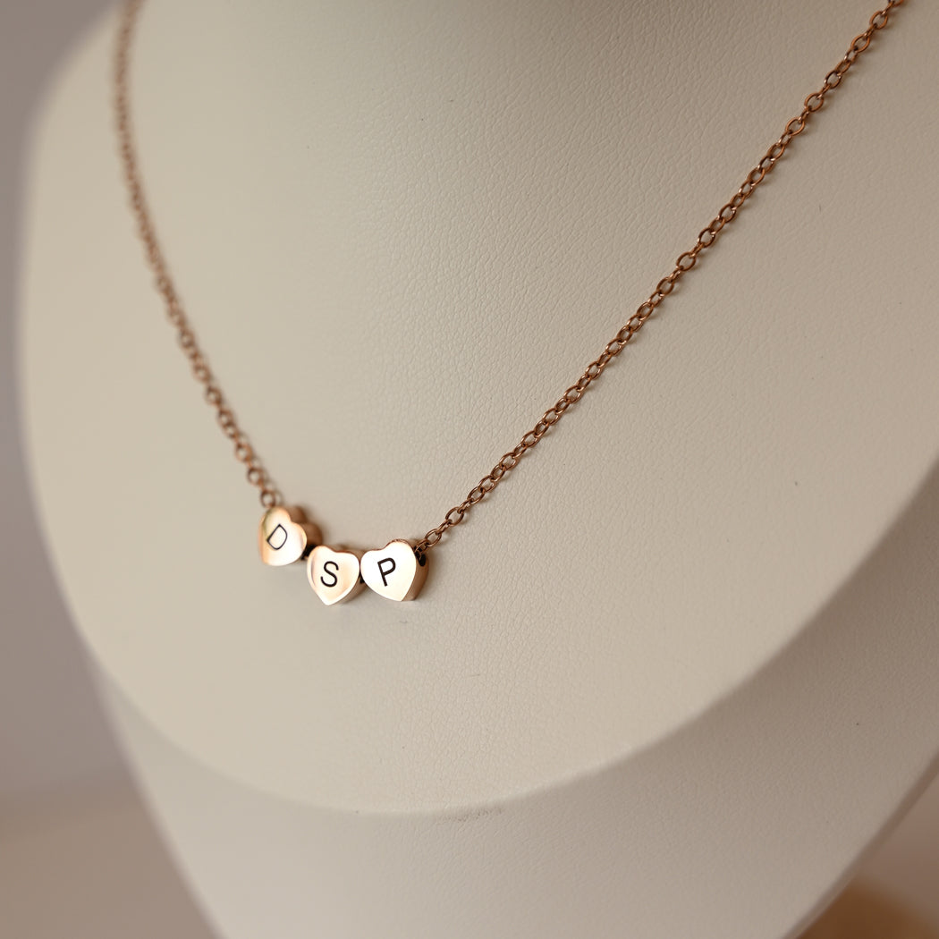 Custom Heart Initial Necklace, Stainless Steel - Necklace