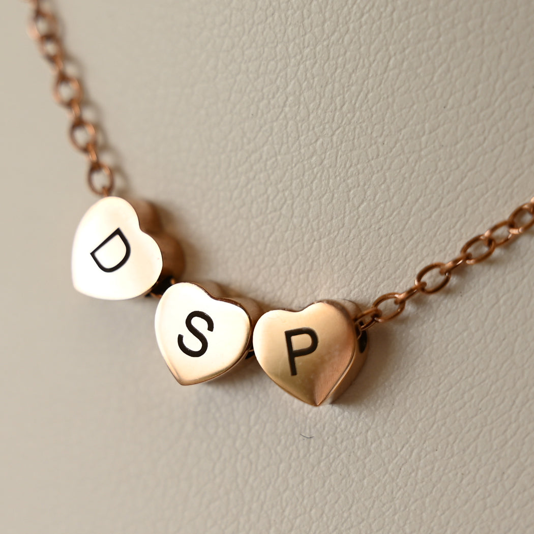 Custom Heart Initial Necklace, Stainless Steel - Necklace