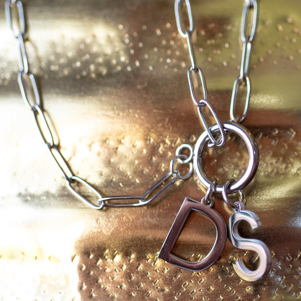 Customizable Initial Paperclip Necklace - Necklace