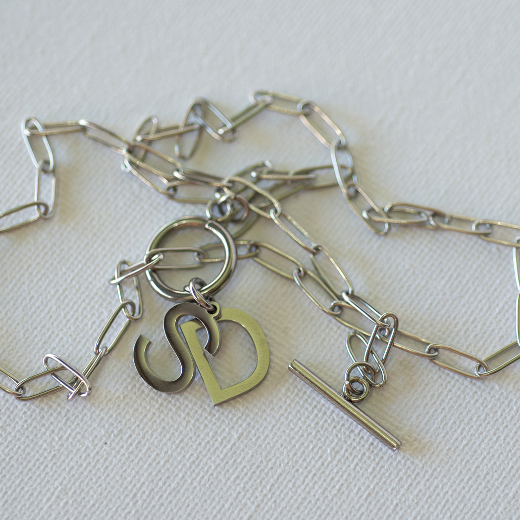 Customizable Initial Paperclip Necklace - Necklace