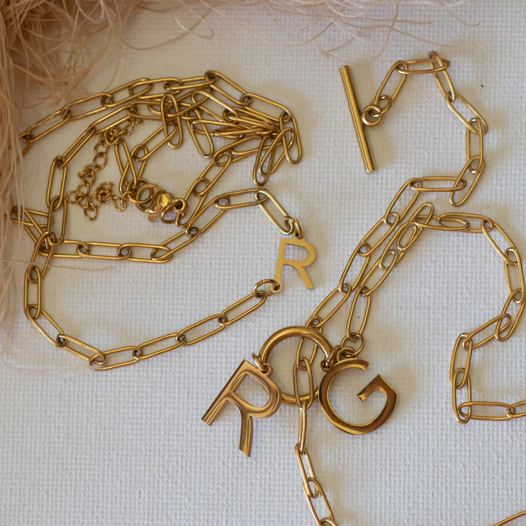 Customizable Initial Paperclip Necklace - Necklace