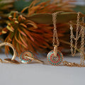 Elegant Boho Hand Painted Floral Design Necklace & Earring Set — 316L Stainless Steel - Necklace Earring