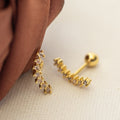 Elegant Curved Zirconia Stud Earrings — 316L Stainless Steel - Earrings
