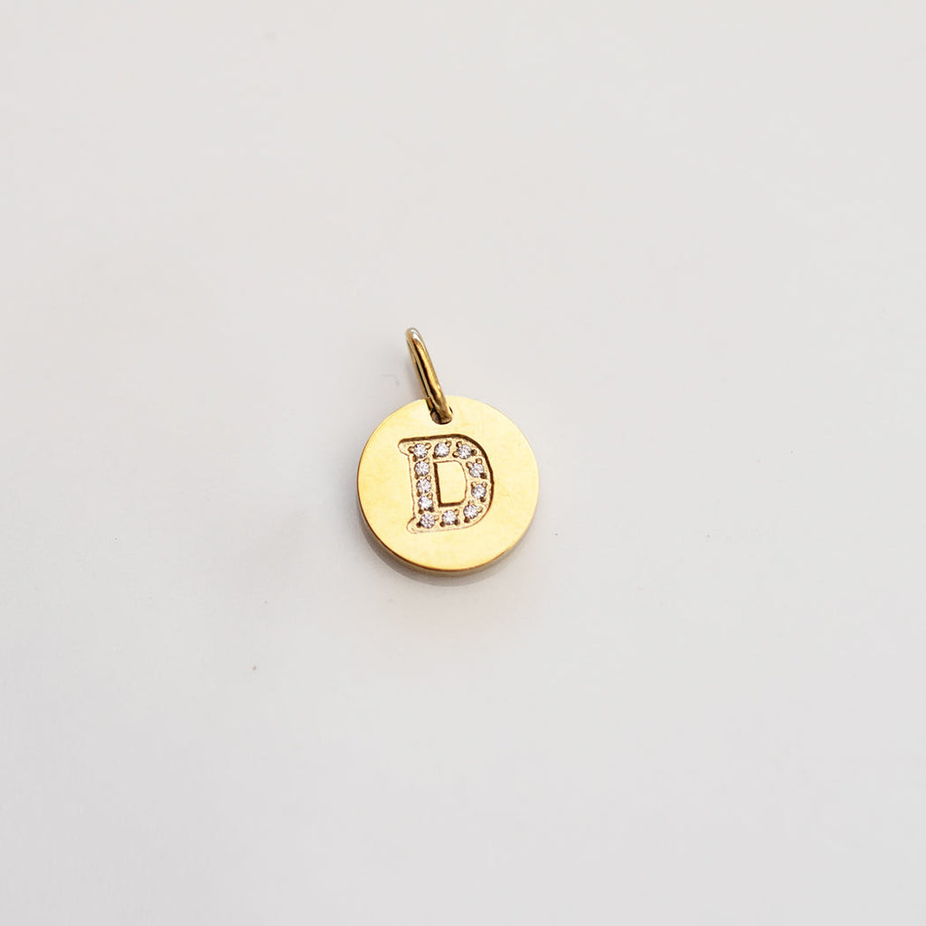 Elegant Rhinestone-Embellished Alphabet Disc Pendant - B - Pendant