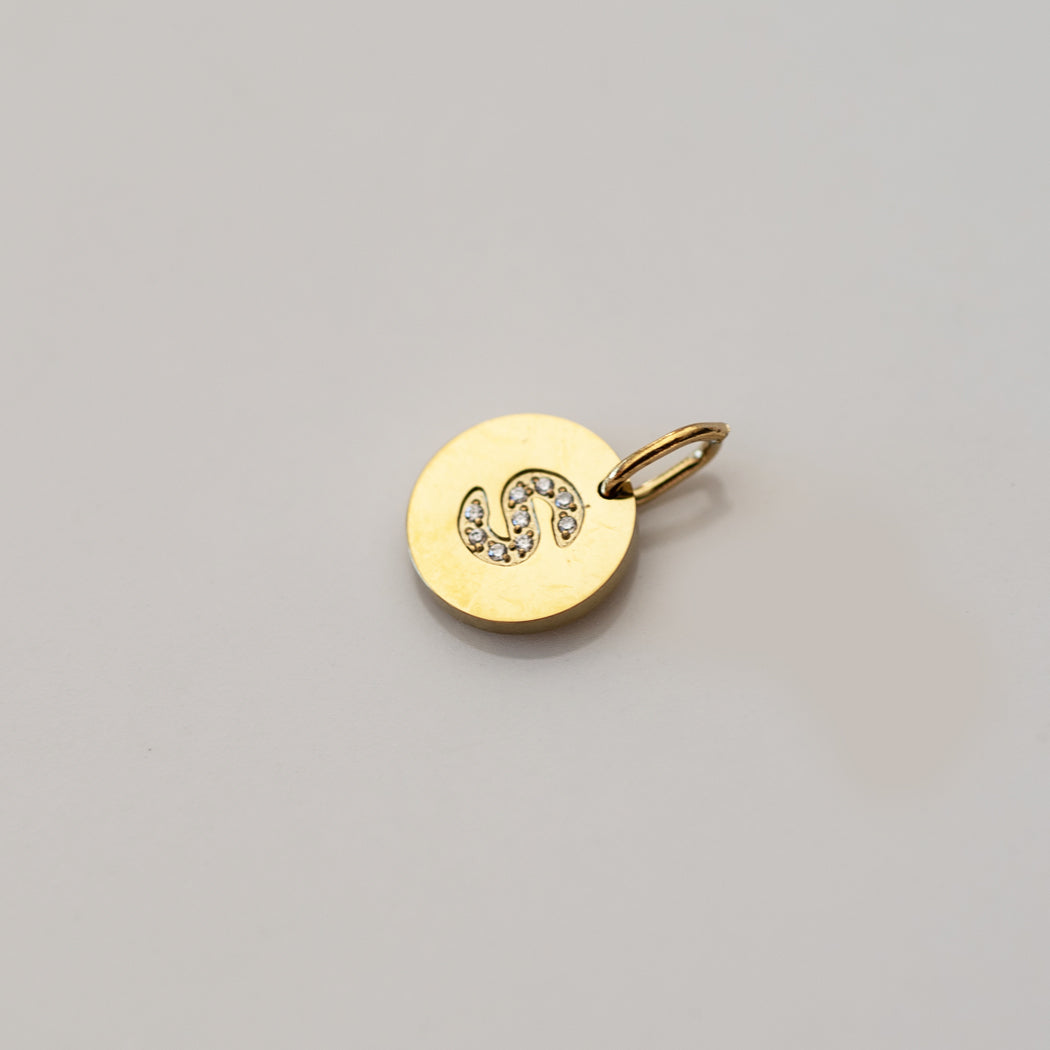 Elegant Rhinestone-Embellished Alphabet Disc Pendant - B - Pendant