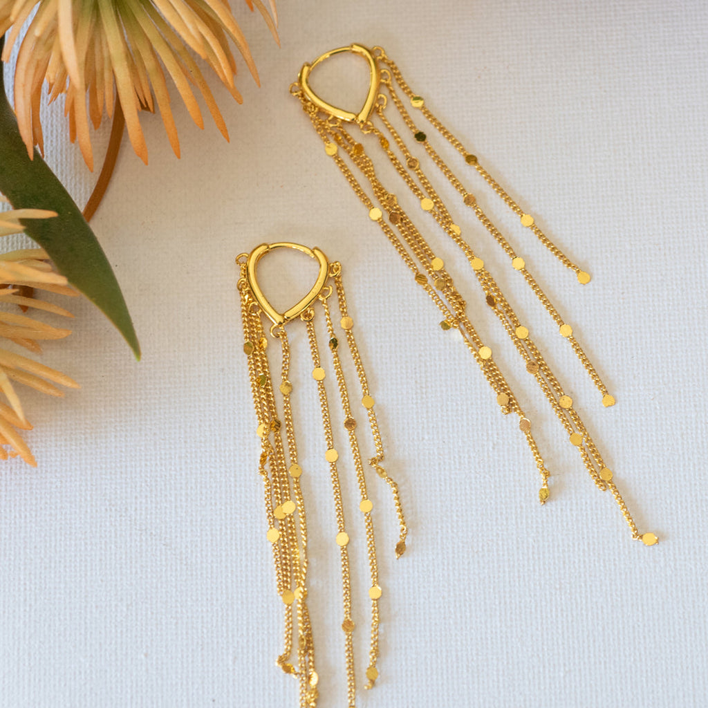Elegant Tassel Ear Cuff Earrings — 316L Stainless Steel - Gold - Earrings
