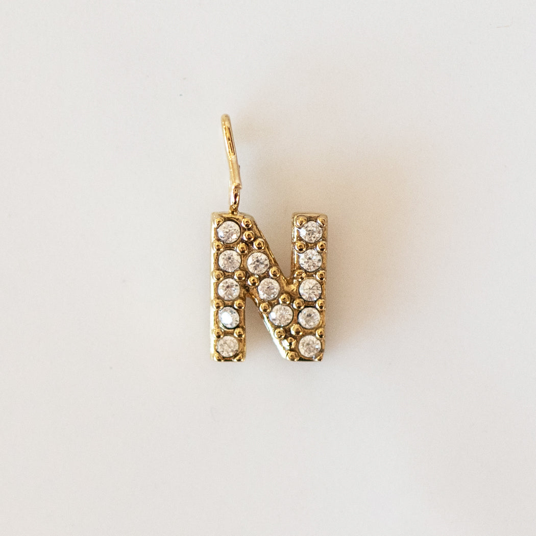 English Letters & Numbers Zirconia Pendant Charm — 316 Stainless Steel - Charm