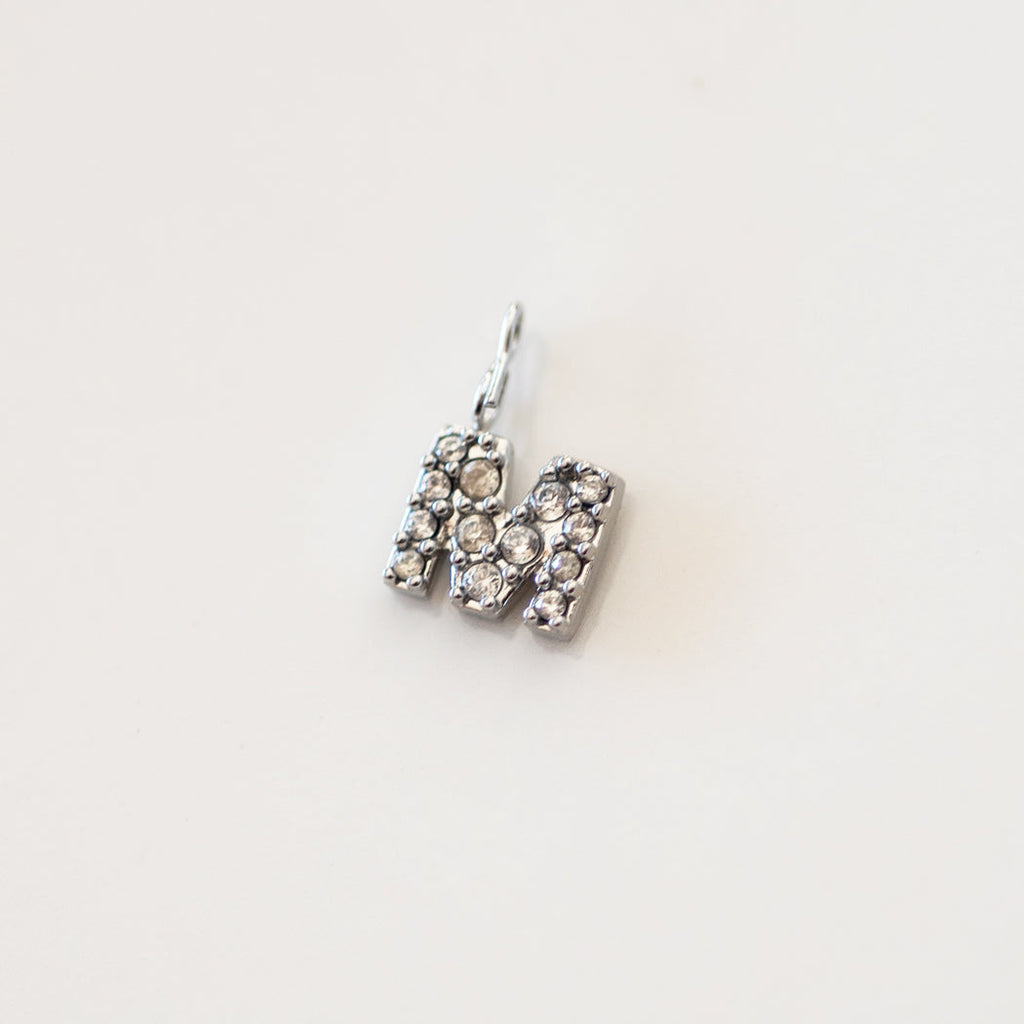 English Letters & Numbers Zirconia Pendant Charm — 316 Stainless Steel - Charm