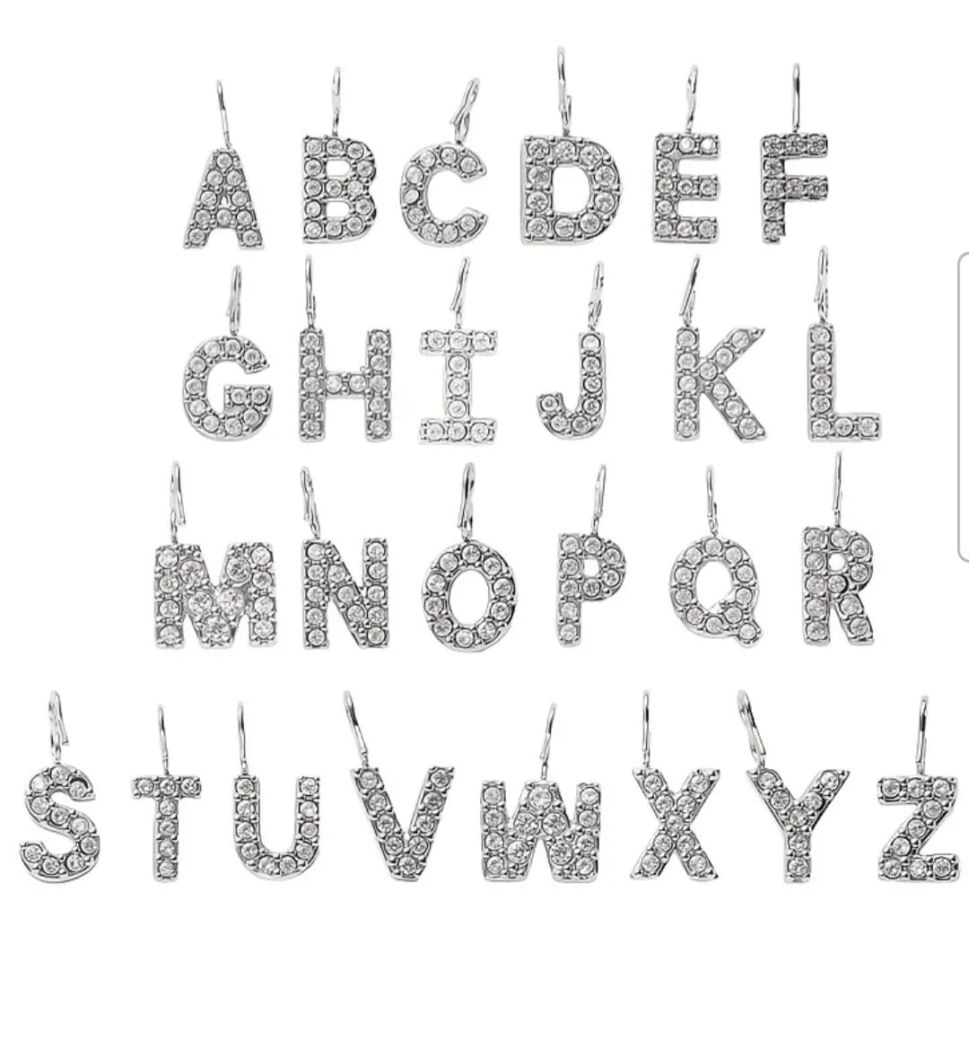 English Letters & Numbers Zirconia Pendant Charm, 316 Stainless Steel - Charm