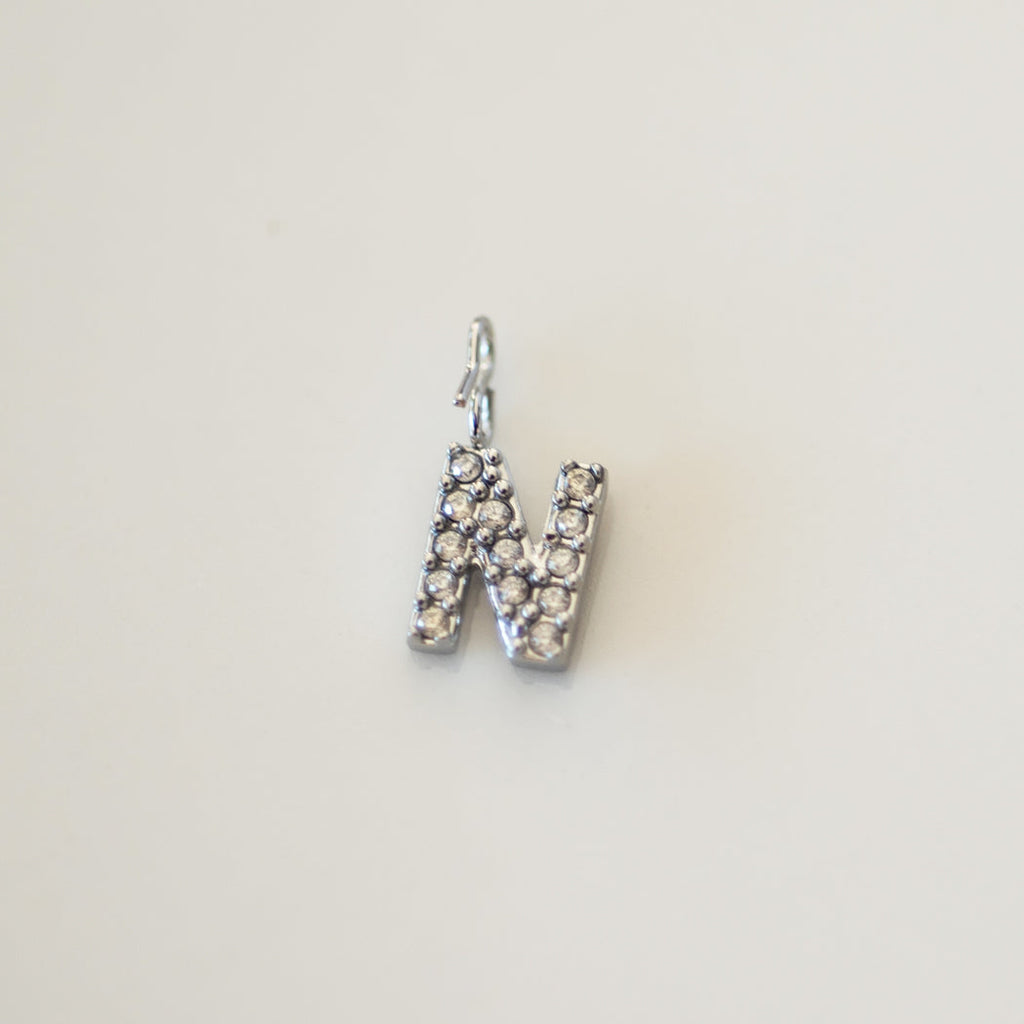 English Letters & Numbers Zirconia Pendant Charm — 316 Stainless Steel - Charm