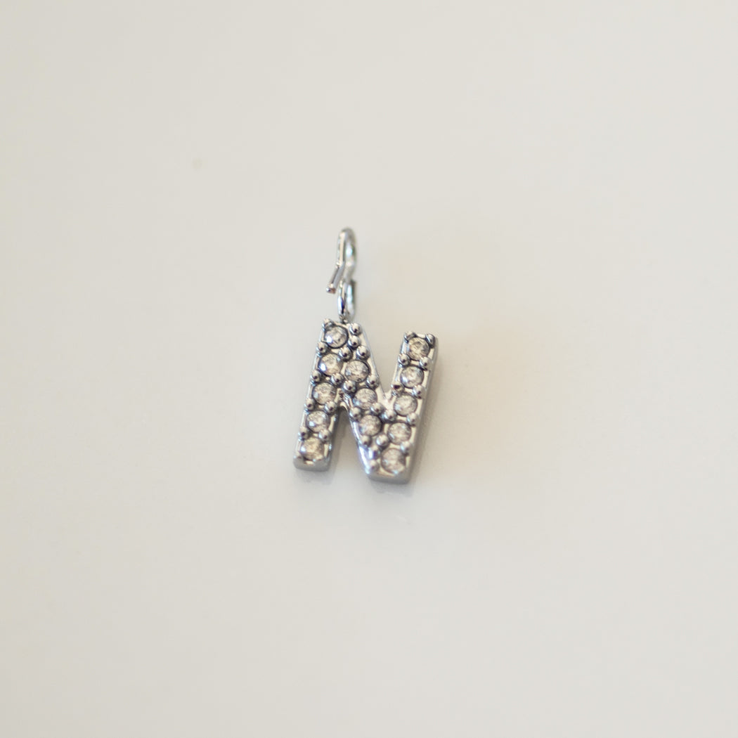English Letters & Numbers Zirconia Pendant Charm — 316 Stainless Steel - Charm