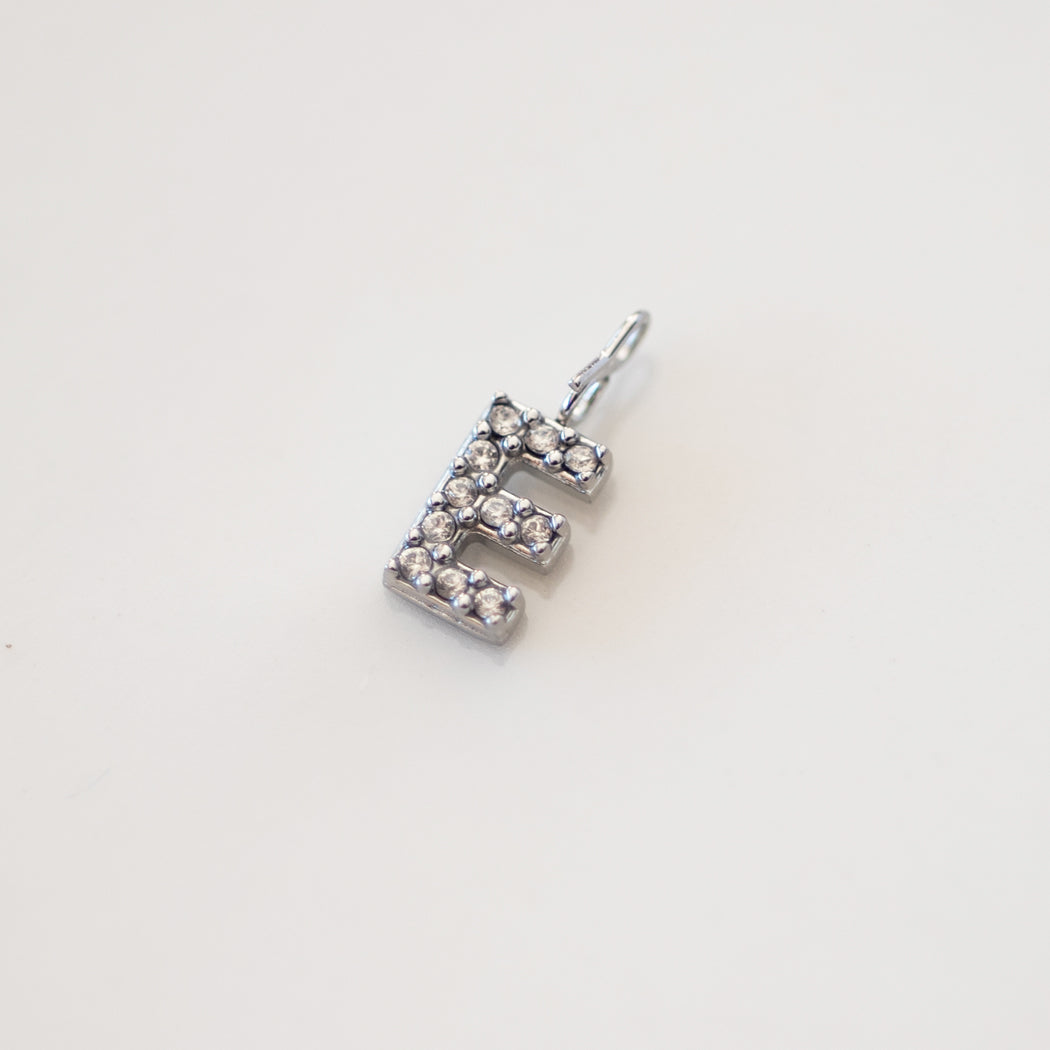 English Letters & Numbers Zirconia Pendant Charm — 316 Stainless Steel - Charm
