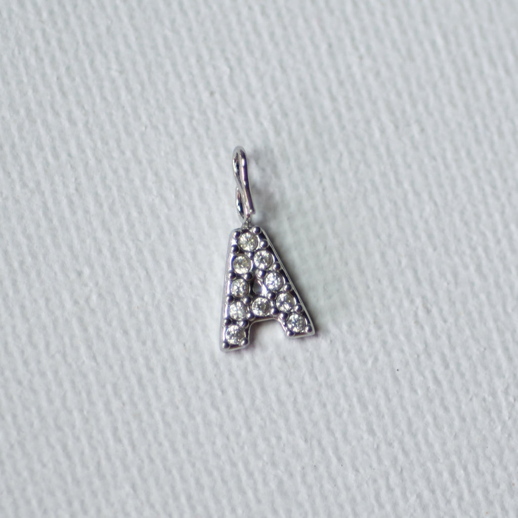 English Letters & Numbers Zirconia Pendant Charm — 316 Stainless Steel - Charm