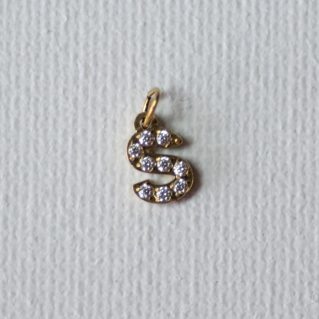 English Letters & Numbers Zirconia Pendant Charm — 316 Stainless Steel - Charm