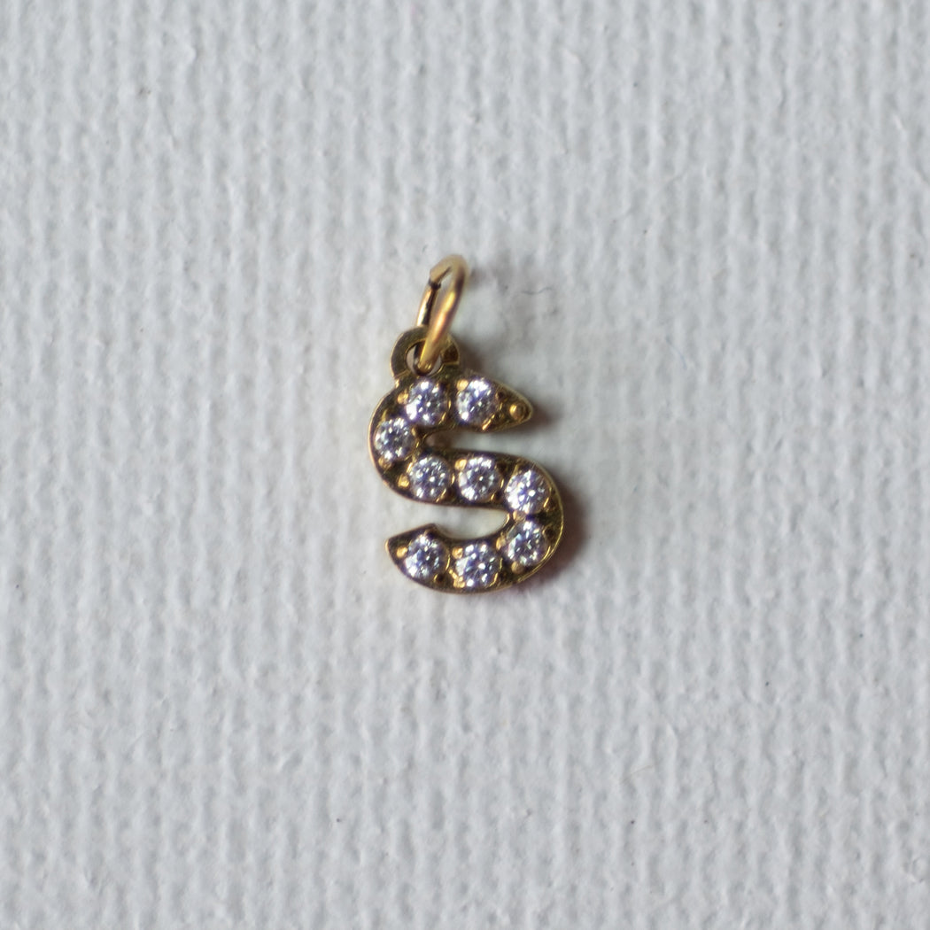 English Letters & Numbers Zirconia Pendant Charm — 316 Stainless Steel - Charm
