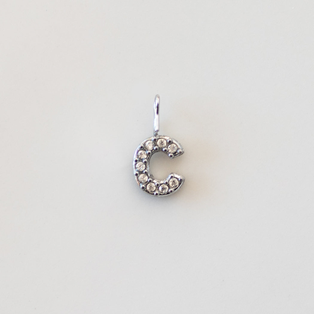 English Letters & Numbers Zirconia Pendant Charm — 316 Stainless Steel - Charm