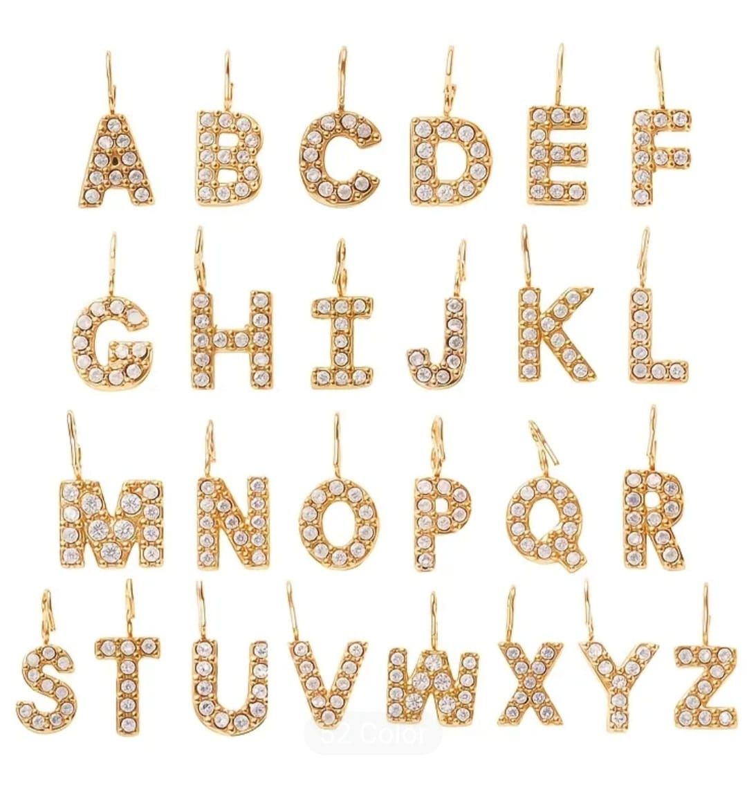 English Letters & Numbers Zirconia Pendant Charm, 316 Stainless Steel - Charm