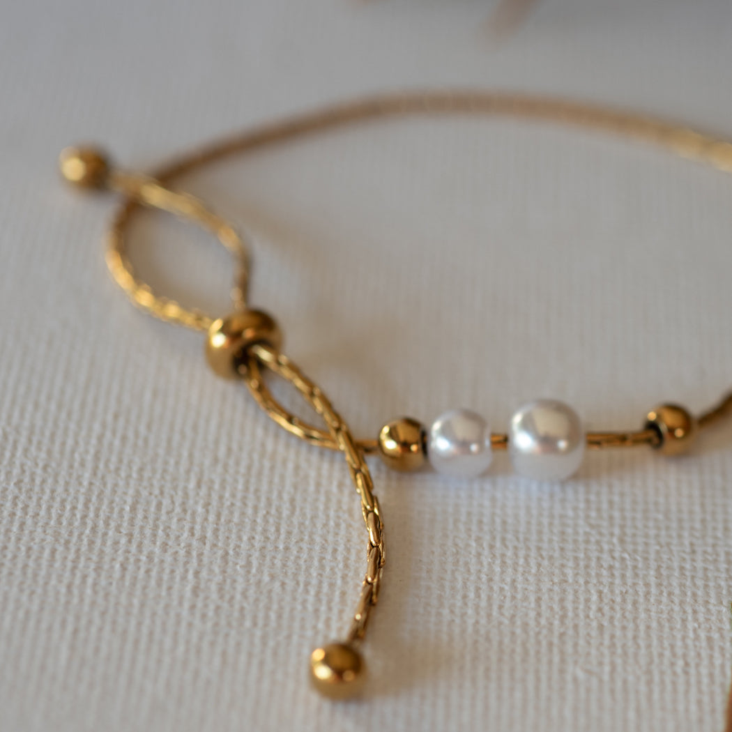 Faux Pearl Adjustable Detailed Bracelet - Bracelet