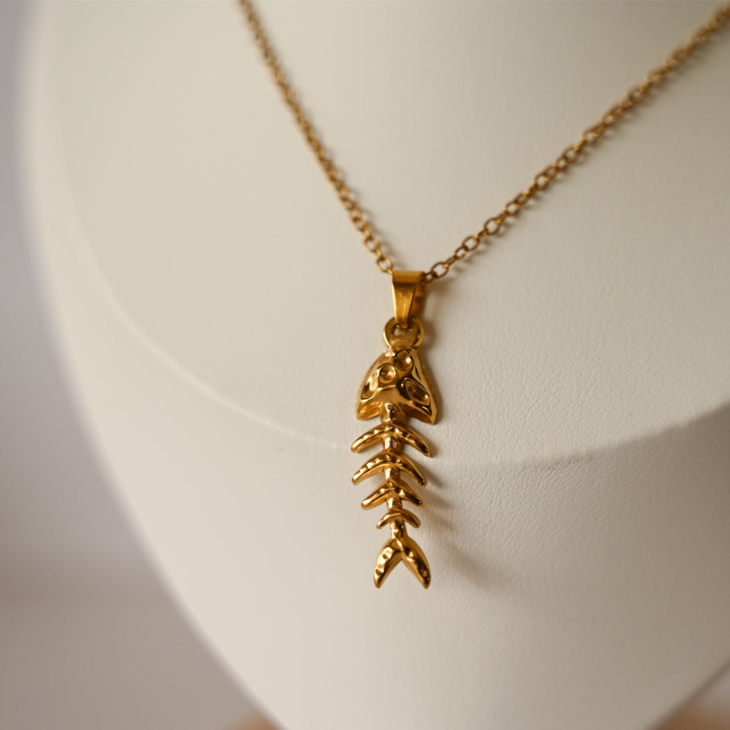 Fish Bone Pendant Necklace – 316L Stainless Steel - Necklace
