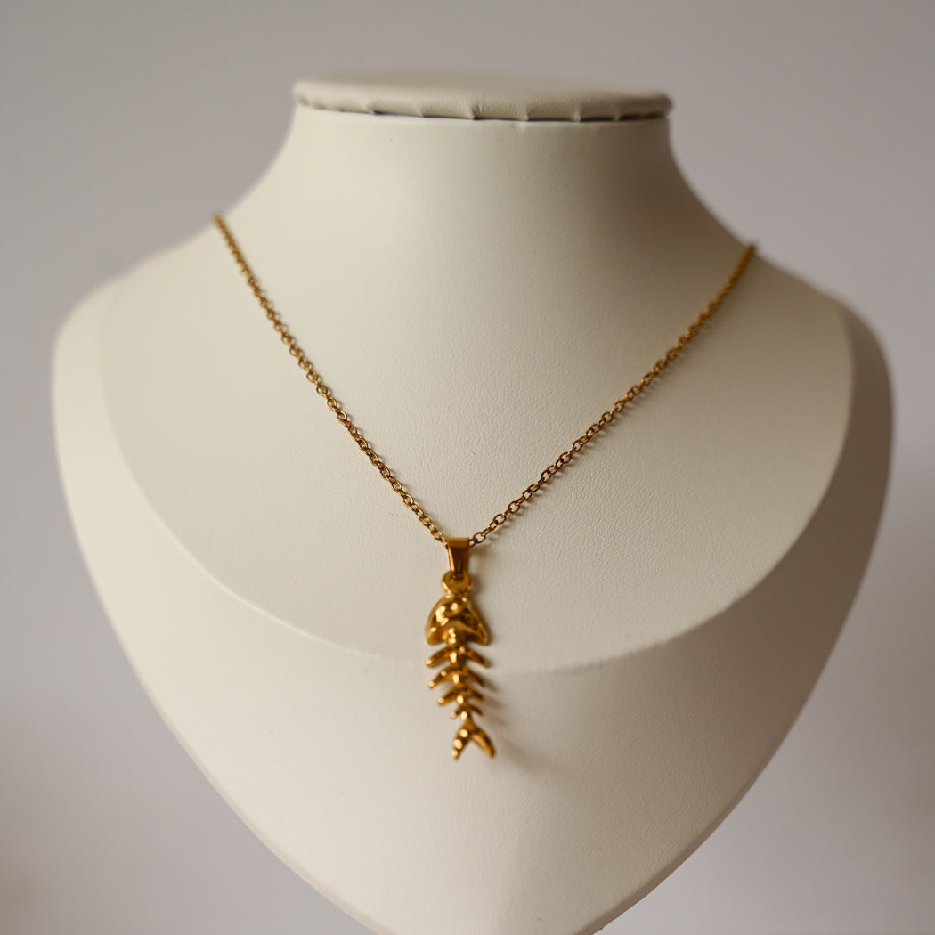 Fish Bone Pendant Necklace – 316L Stainless Steel - Necklace