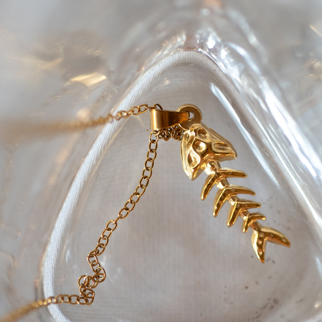 Fish Bone Pendant Necklace – 316L Stainless Steel - Necklace