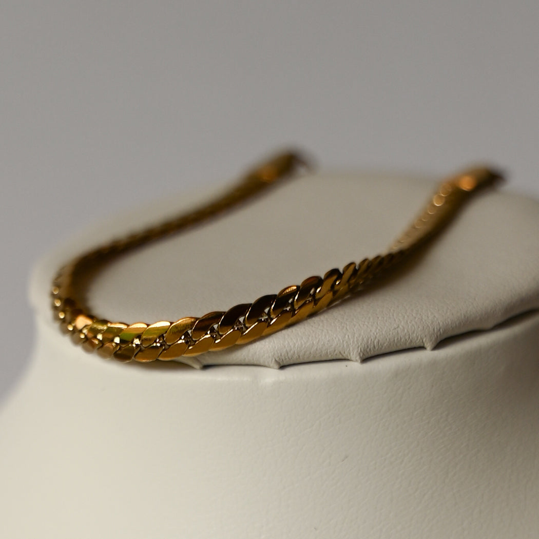 Flat Plate Snake Chain Necklace & Bracelet Set, 316L Stainless Steel - Necklace Combo