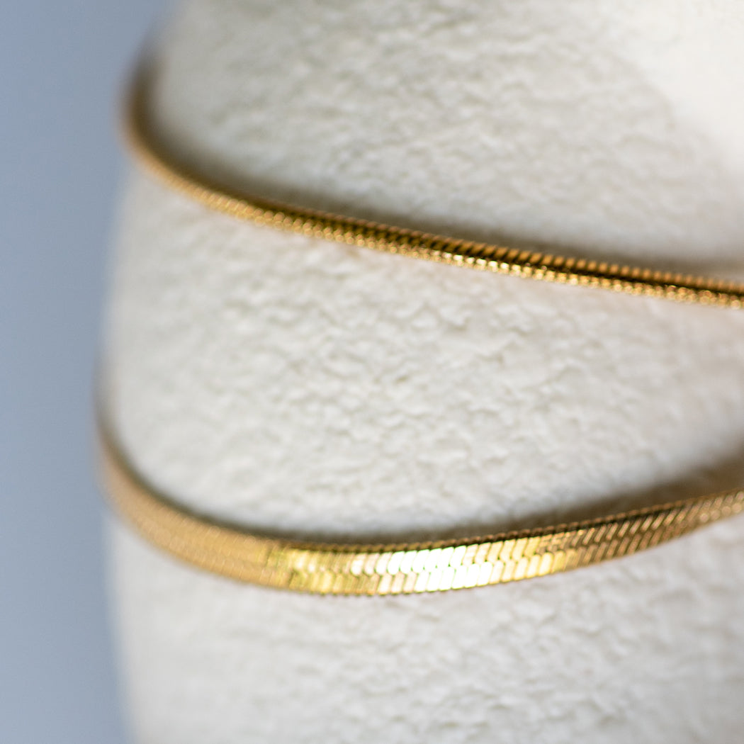 Flat Snake Bone Chain Necklace - Necklace
