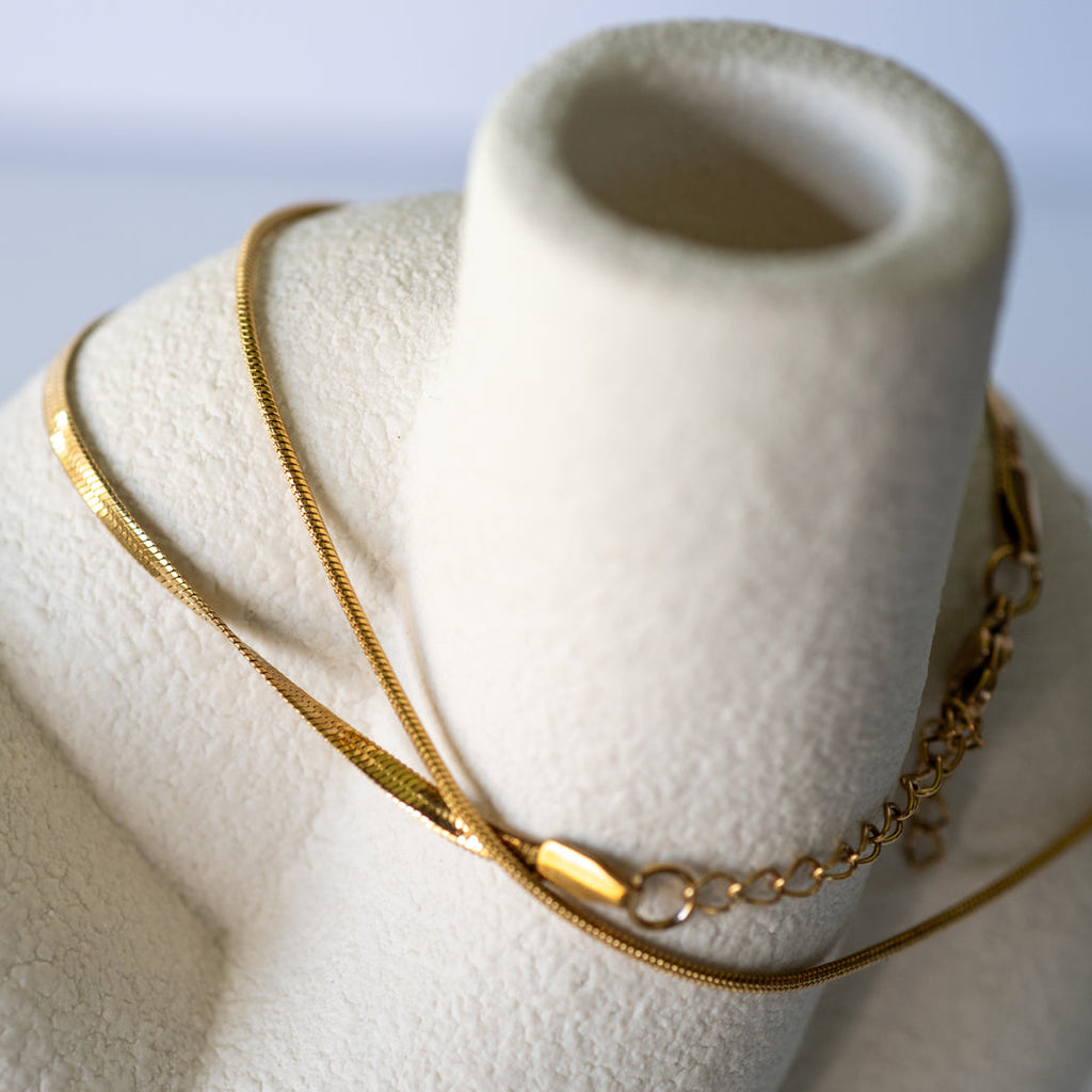 Flat Snake Bone Chain Necklace - Necklace