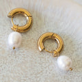 French Pearl Pendant Earrings — 316 Stainless Steel - Earrings