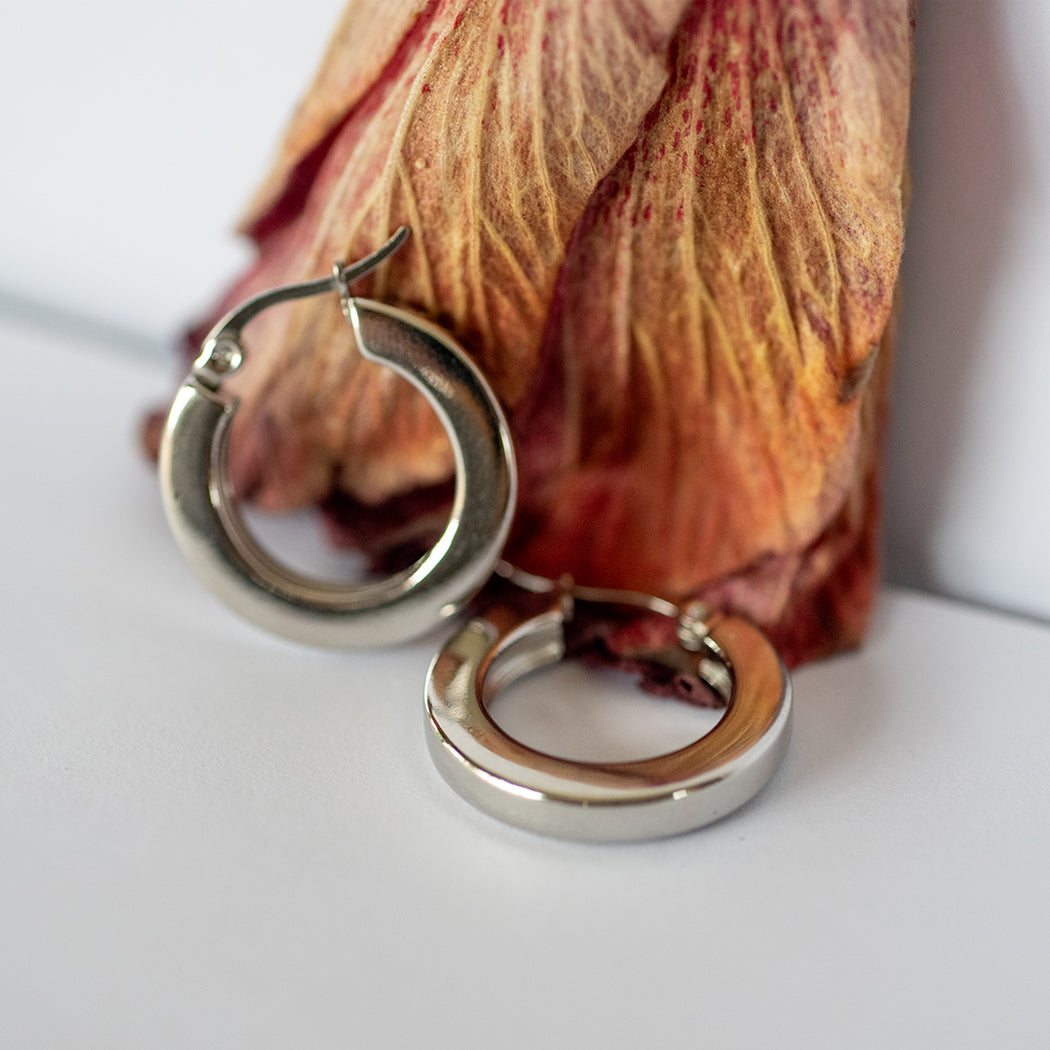 Silver Flat Wire Hoop Earrings