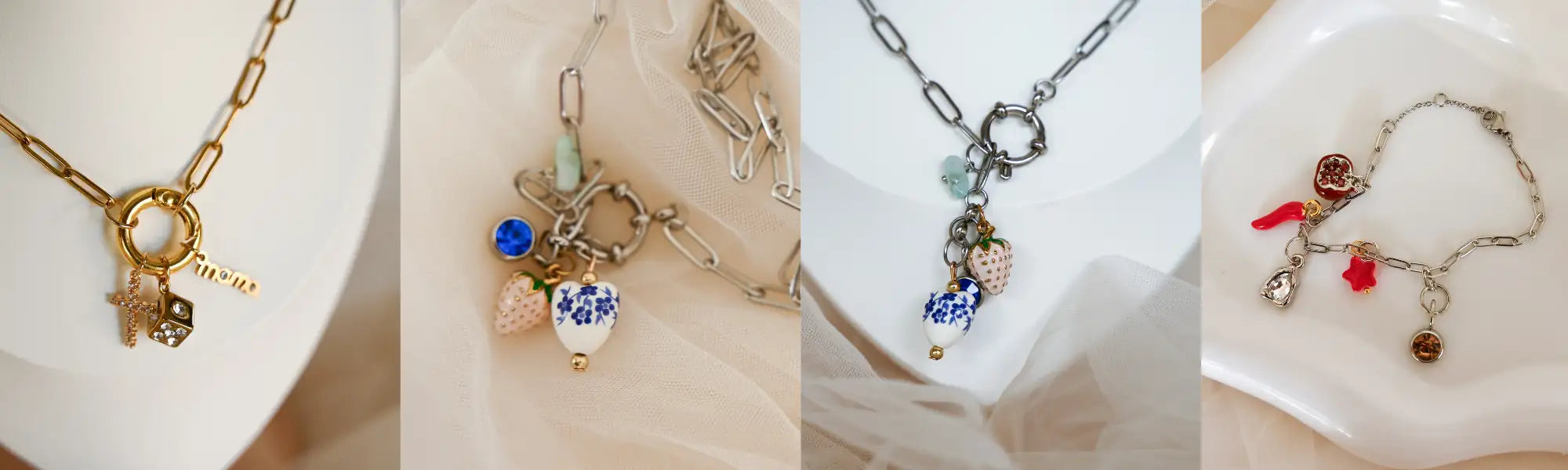 Gold chain necklace with a star-shaped charm and small engraved tag