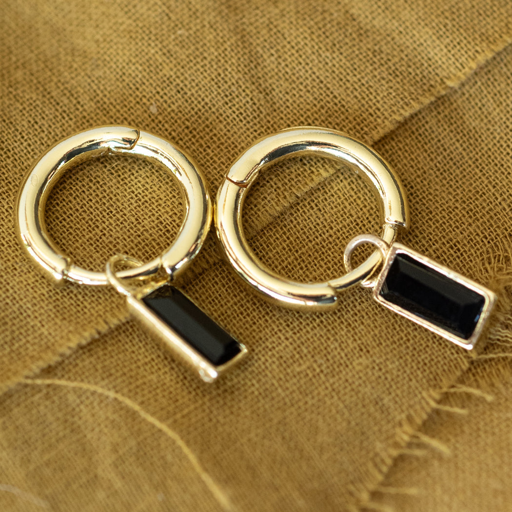Gold Vintage Drop Earrings — 316L Stainless Steel - Black - Earrings