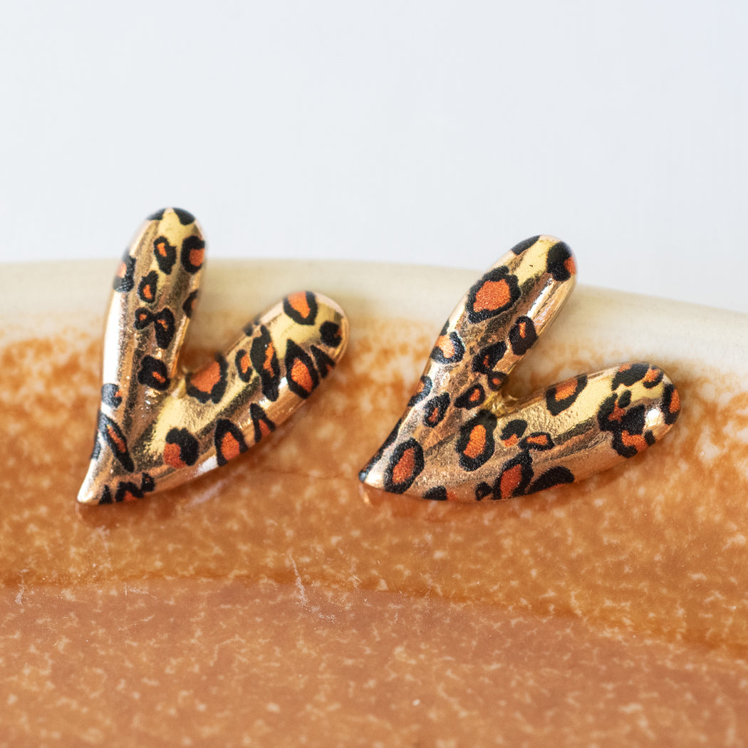 Golden Heart Stud Earrings — 316L Stainless Steel - Earrings
