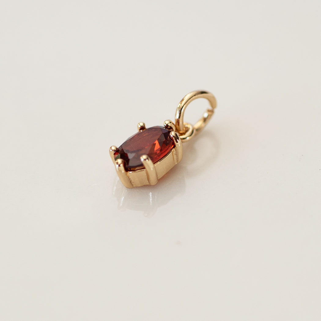 January Birthstone Oval Charm - Garnet
