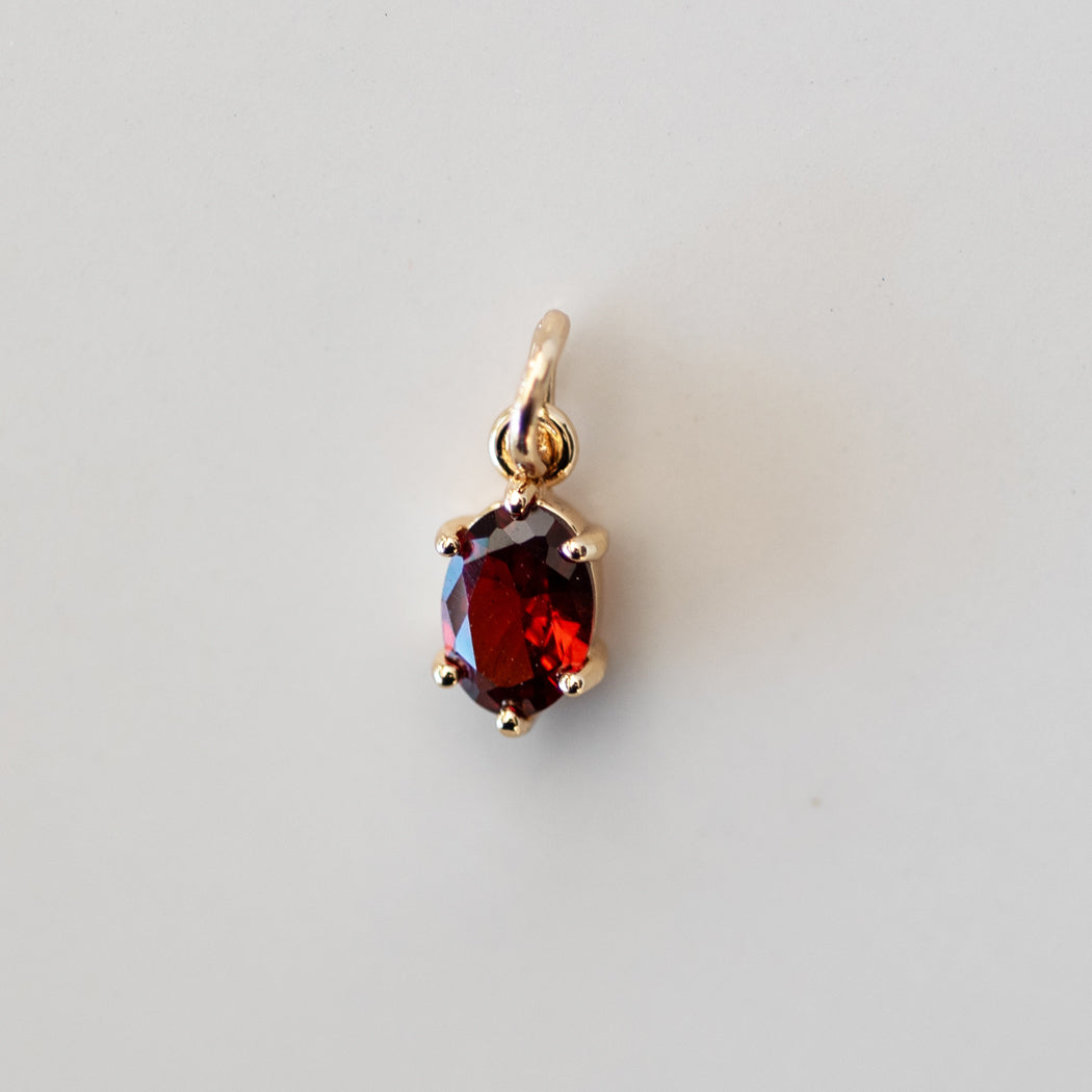 January Birthstone Oval Charm - Garnet