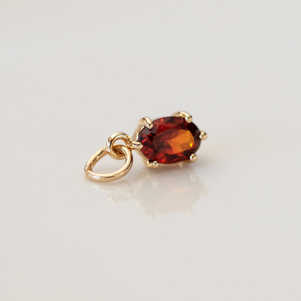 January Birthstone Oval Charm - Garnet