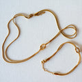 Love Knot Collar Bone Choker Necklace & Matching Bracelet Set — 316L Stainless Steel - Necklace Combo