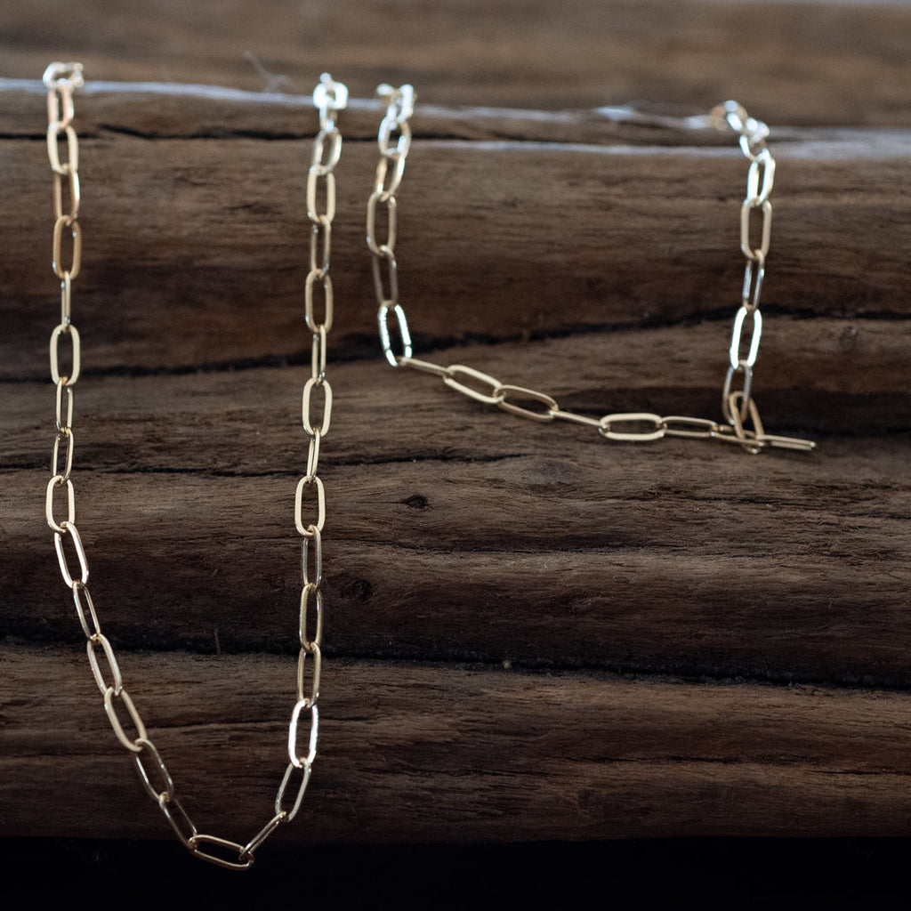 Paperclip Chain Necklace & Bracelet Set – 316L Stainless Steel - Necklace Combo