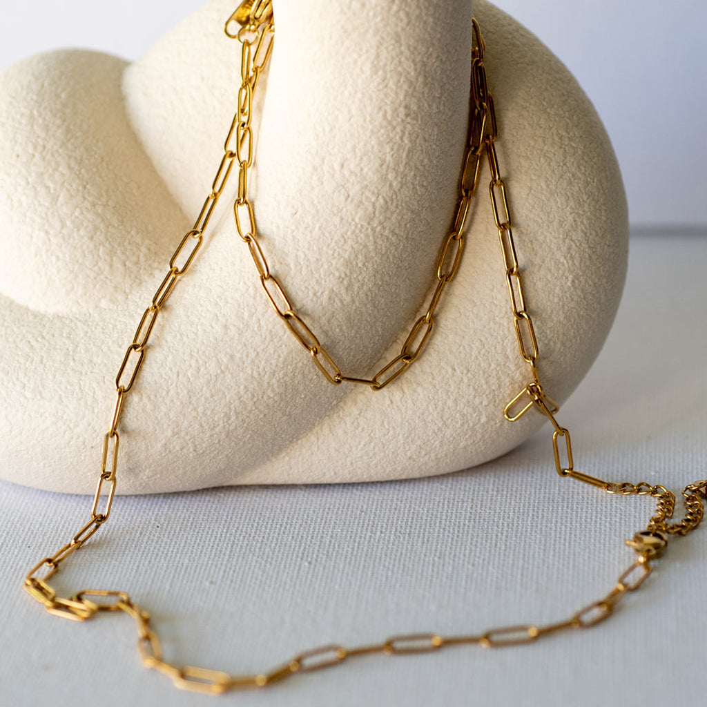 Paperclip Chain Necklace & Bracelet Set – 316L Stainless Steel - Necklace Combo