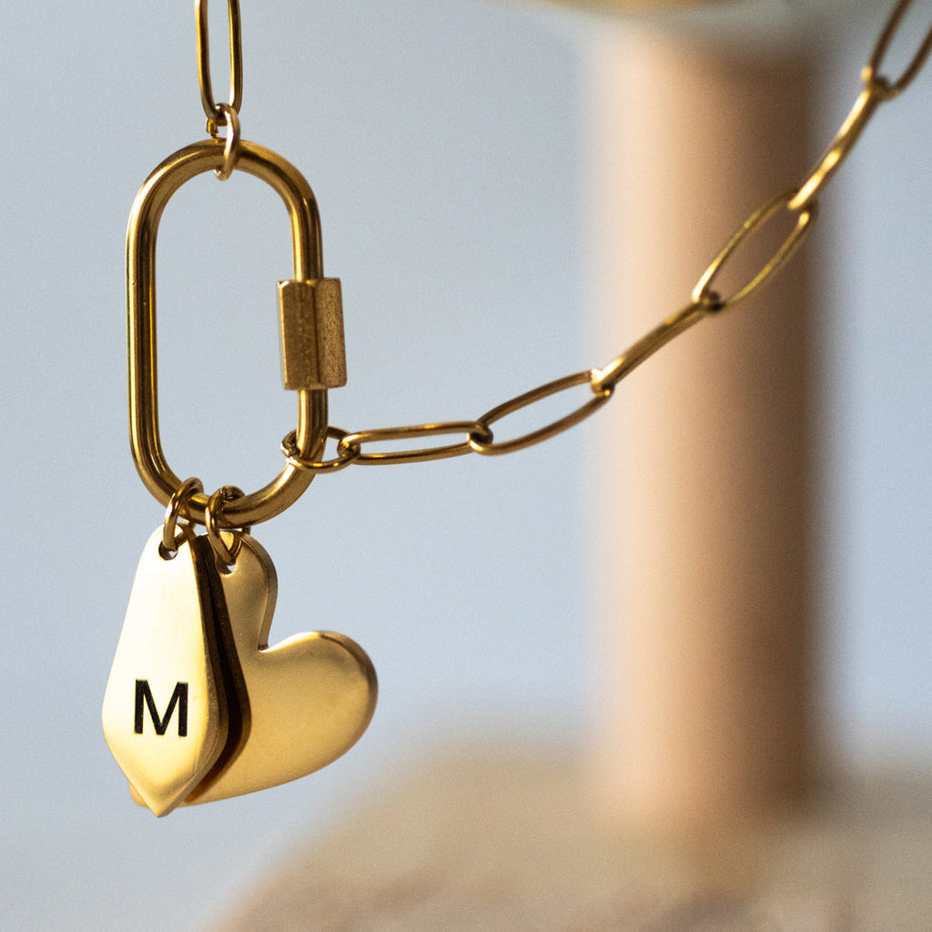 Personalised Carabiner Customizable Initial Bracelet, 316L Stainless Steel - Bracelet