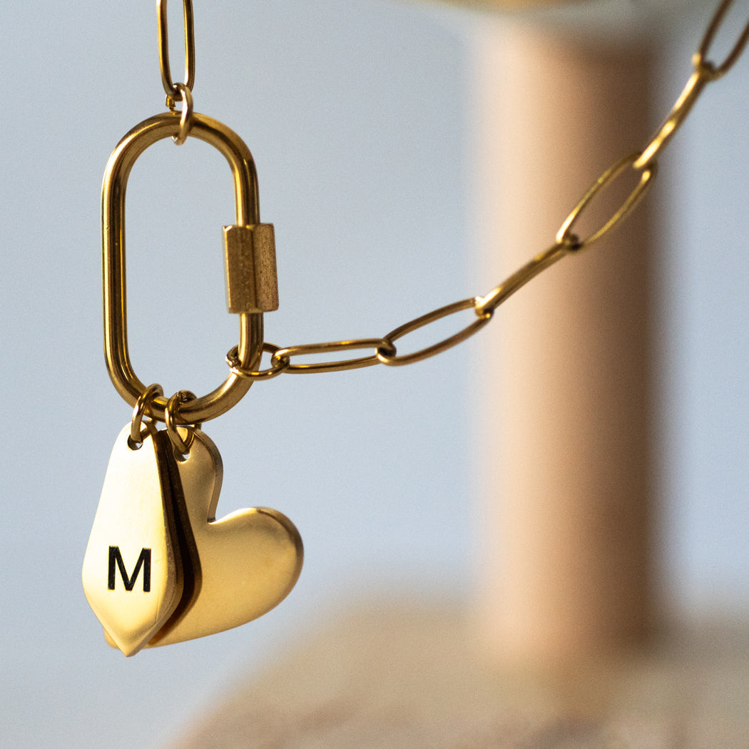 Personalised Carabiner Customizable Initial Bracelet, 316L Stainless Steel - Bracelet