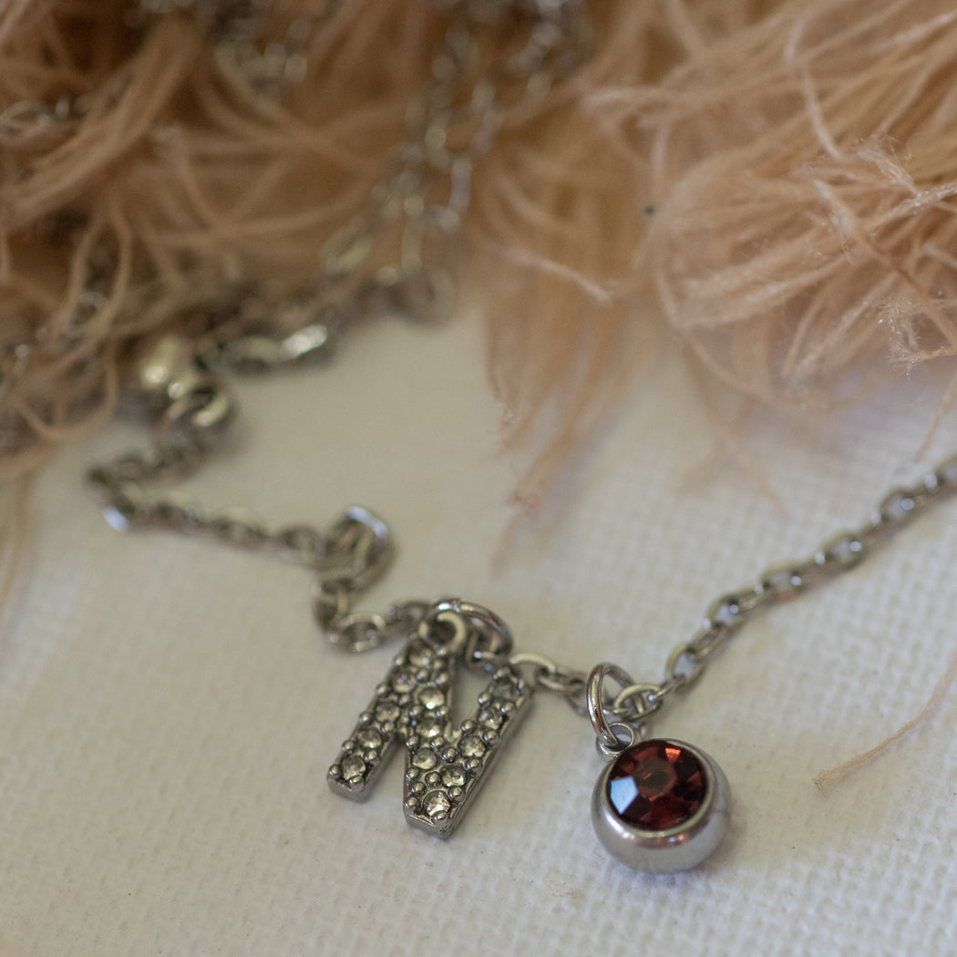 Personalised Classic Initial & Birthstone Necklace - Necklace