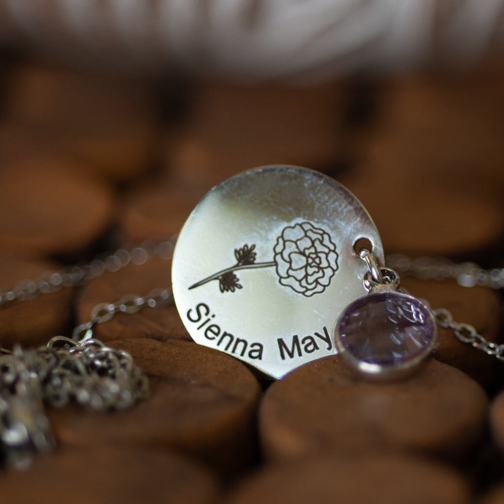 Customizable Birthstone Pendant Necklace — Stainless Steel - Necklace