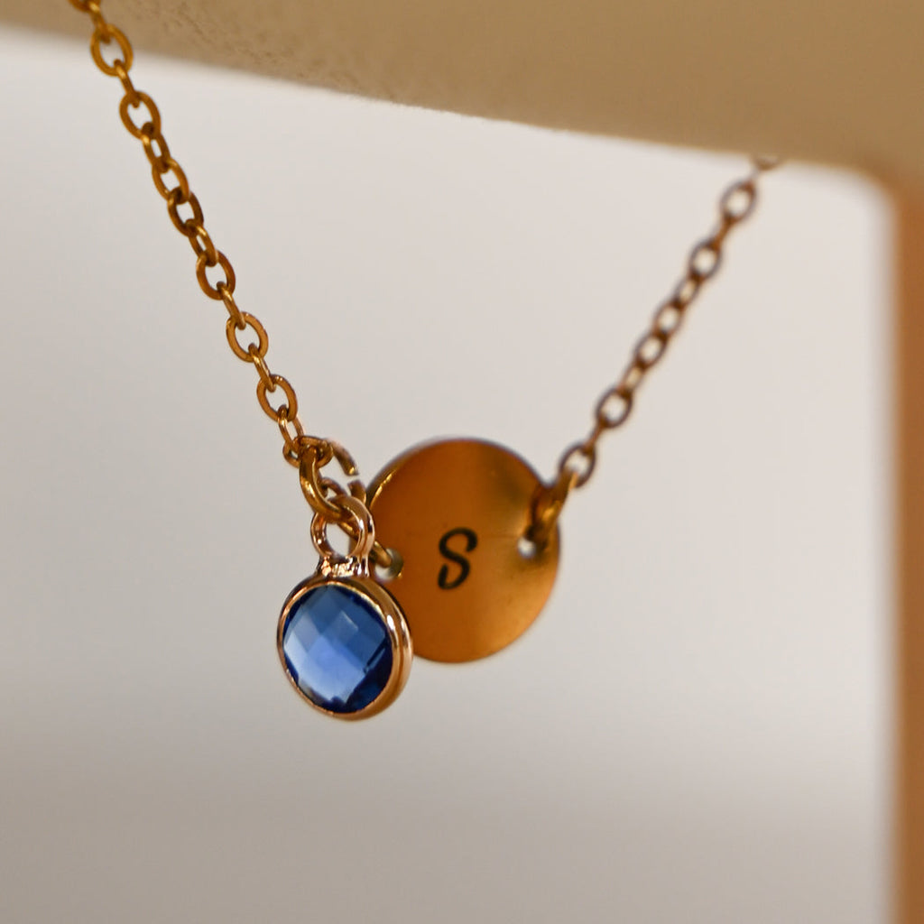Personalised Initial & Birthstone Bracelet, 316L Stainless Steel - Bracelet